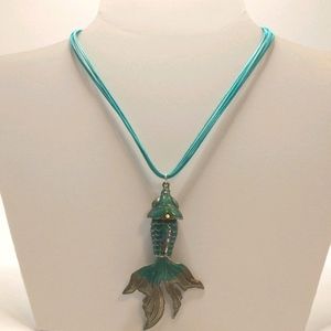 Green Koi Fish Statement Necklace Pendant